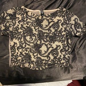 Black and Tan transparent crop top